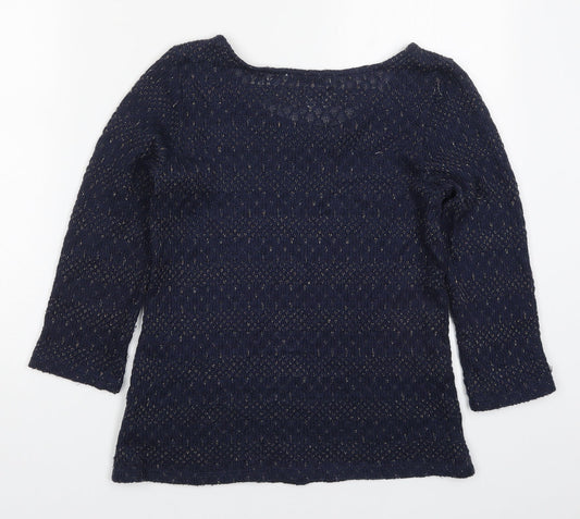 Oasis Womens Blue Round Neck Acrylic Pullover Jumper Size S