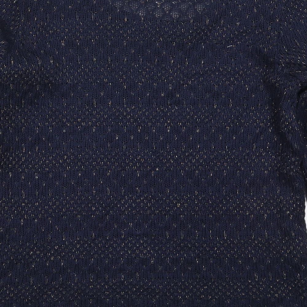 Oasis Womens Blue Round Neck Acrylic Pullover Jumper Size S