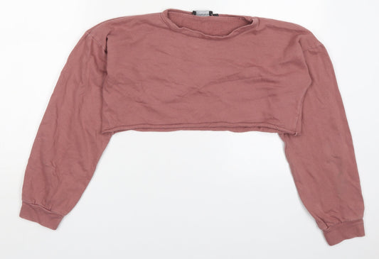 PRETTYLITTLETHING Womens Pink Cotton Pullover Sweatshirt Size 6 Pullover