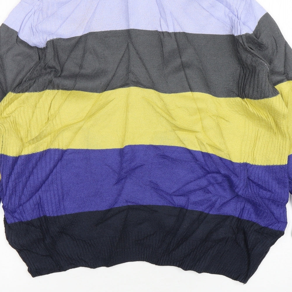 M&S Womens Multicoloured Mock Neck Striped Acrylic Pullover Jumper Size 10