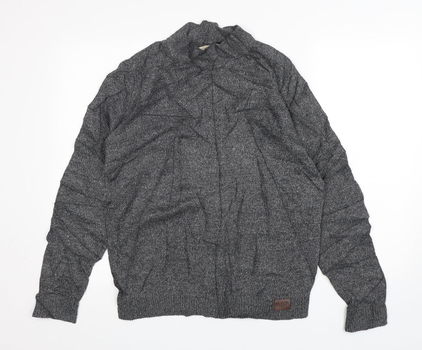 Hollister Womens Grey Mock Neck Cotton Pullover Jumper Size L