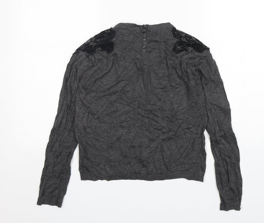 Zara Womens Grey Round Neck Acrylic Pullover Jumper Size M