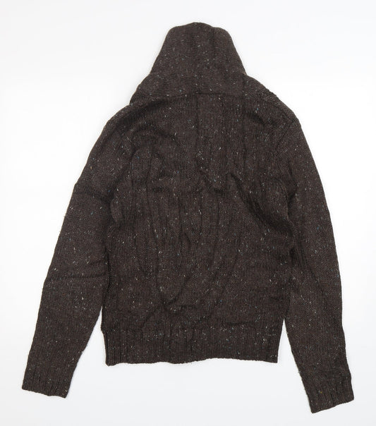 M&S Mens Brown V-Neck Acrylic Pullover Jumper Size S