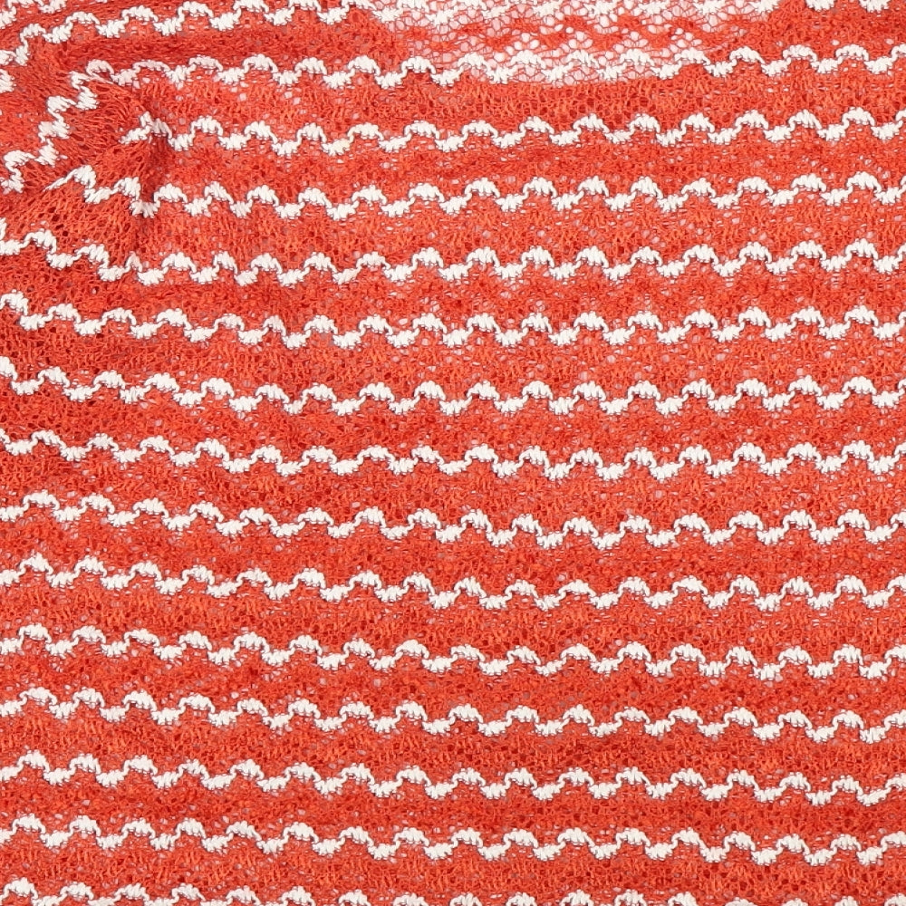 NEXT Womens Orange Round Neck Striped Polyester Pullover Jumper Size 12
