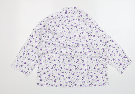 Preworn Womens Multicoloured Floral Cotton Basic Button-Up Size L Round Neck