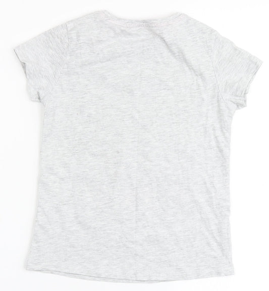 PEP & CO Girls Grey Cotton Basic T-Shirt Size 7-8 Years Round Neck - All about having fun
