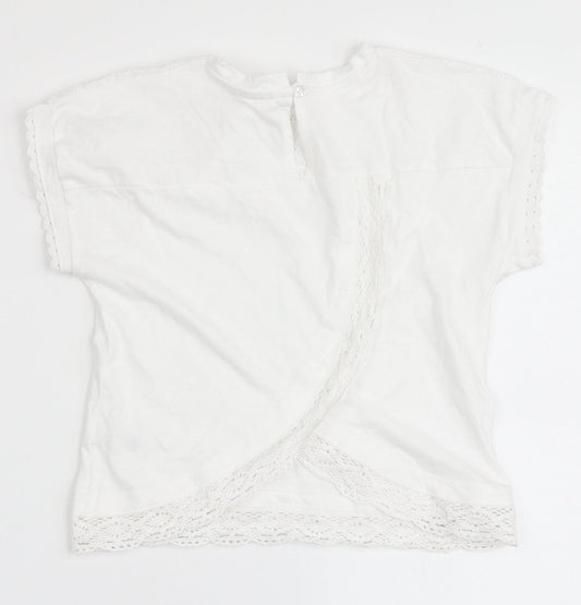 Dunnes Stores Girls White 100% Cotton Basic T-Shirt Size 7-8 Years Round Neck