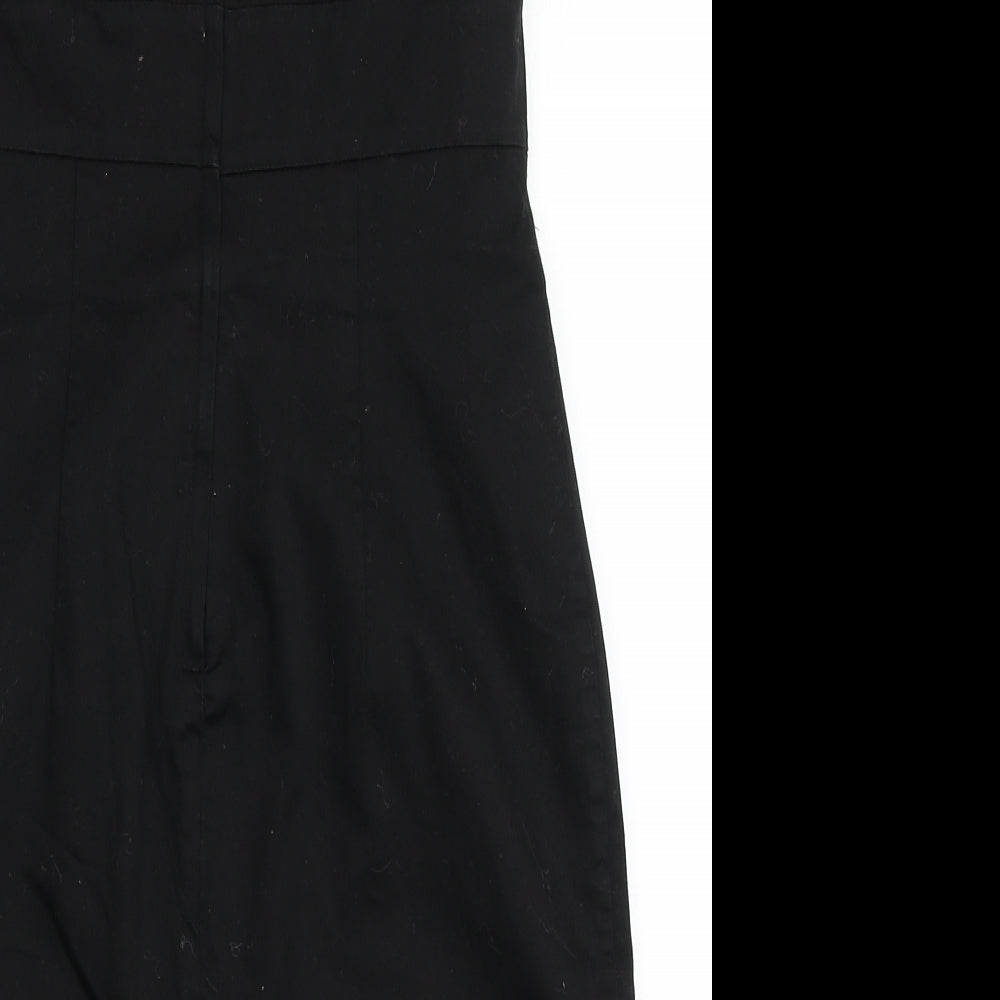 H&M Womens Black Cotton A-Line Size 8 V-Neck Zip