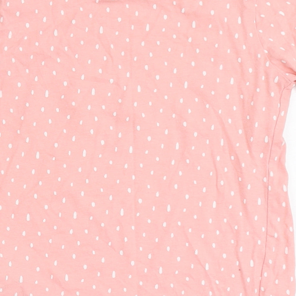 Primark Girls Pink Polka Dot 100% Cotton Basic T-Shirt Size 6-7 Years Round Neck - Smile