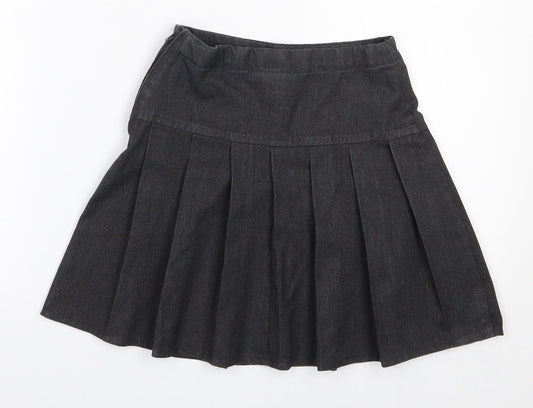 Next School Girls Grey Polyester Pleated Skirt Size 8 Years Regular Zip