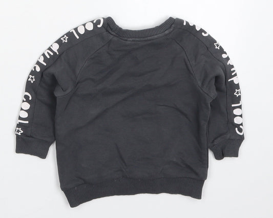 George Boys Grey Cotton Basic T-Shirt Size 12-18 Months Crew Neck Pullover - Cool Dude