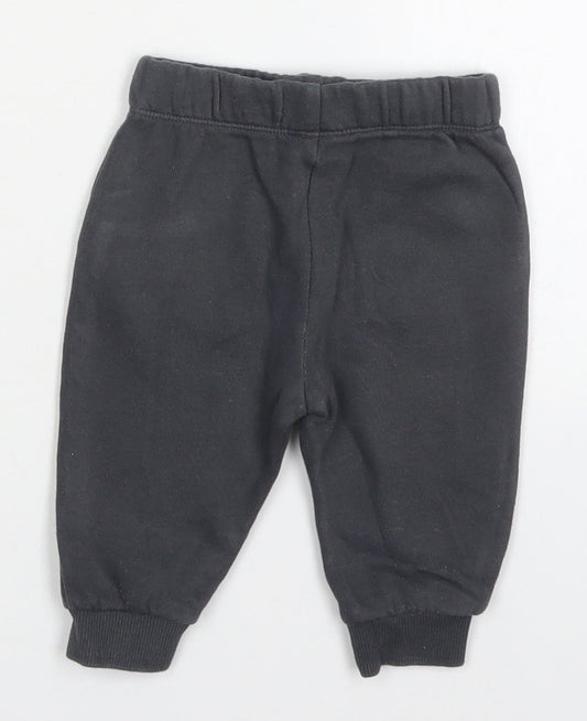 Tesco Boys Grey Cotton Sweatpants Trousers Size 3-6 Months Drawstring