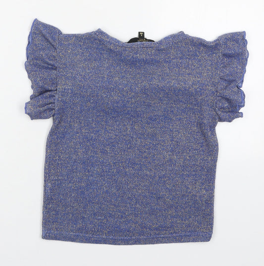 Cosmic Kids Girls Blue Polyester Basic T-Shirt Size 8 Years Round Neck Pullover