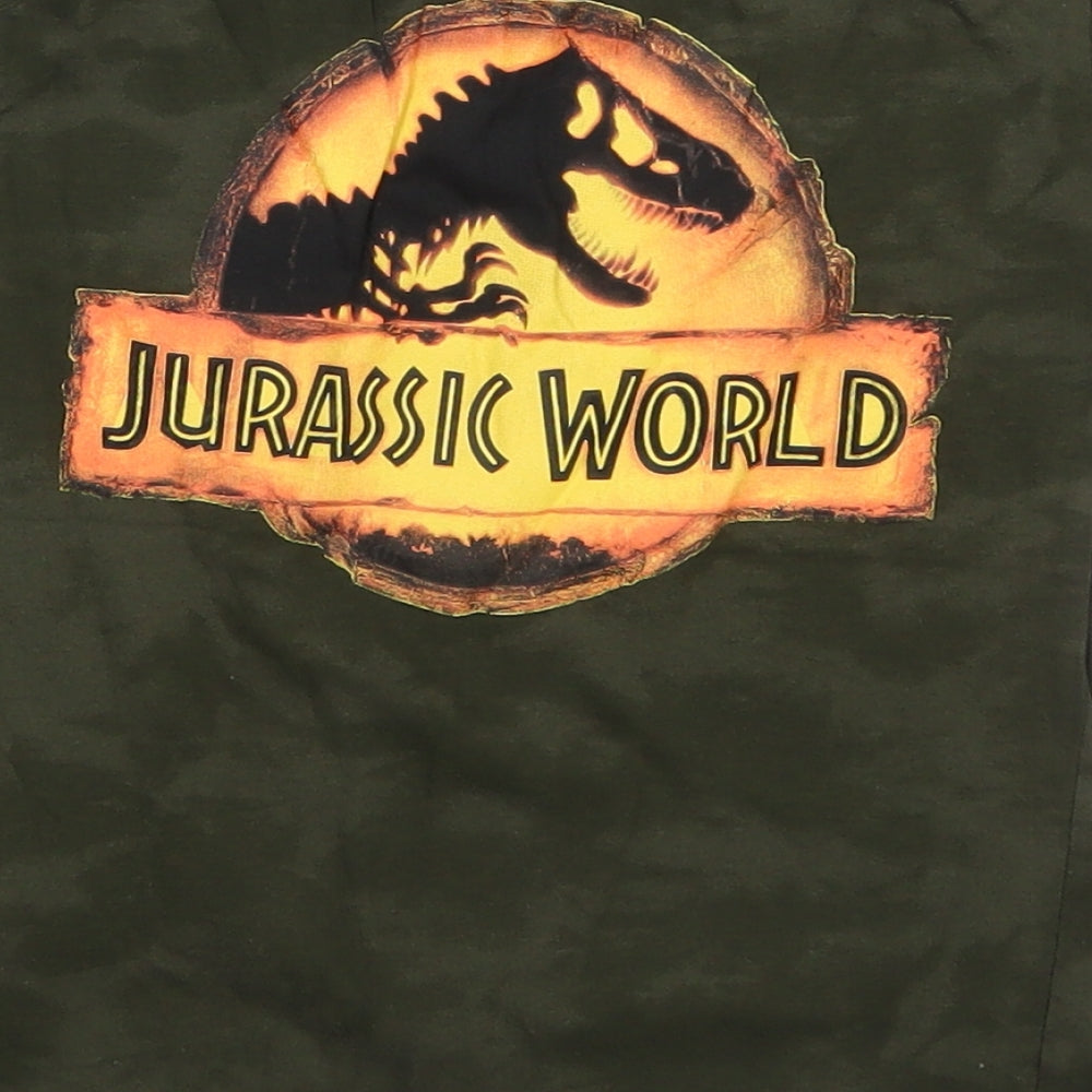 Primark Boys Green Cotton Basic T-Shirt Size 4-5 Years Crew Neck Pullover - Jurassic World