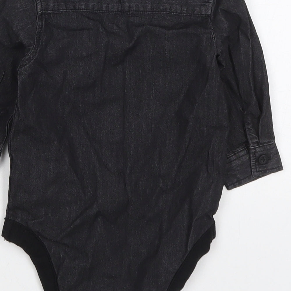 Primark Boys Black Cotton Babygrow One-Piece Size 3-6 Months Button