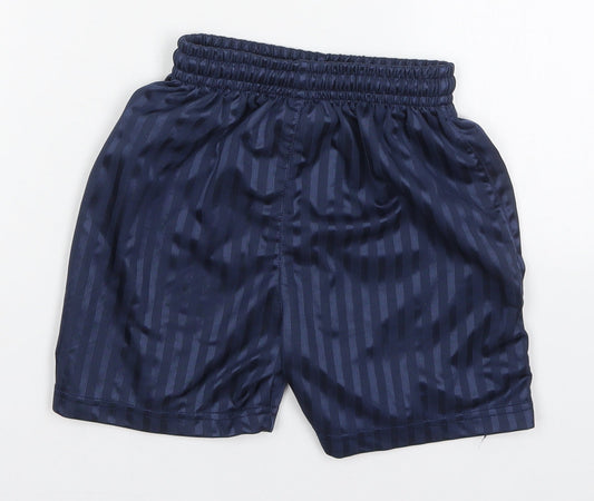 Top Sport Boys Blue Striped Polyester Sweat Shorts Size 7-8 Years Regular Drawstring