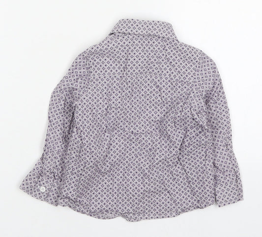 Notting Hill Boys Purple Geometric Cotton Basic Button-Up Size 12-18 Months Collared Button