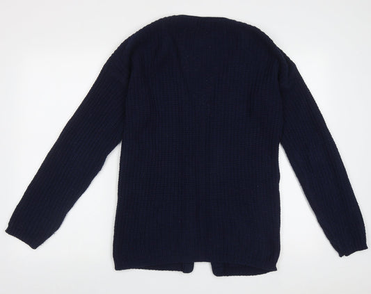 Exhibit Womens Blue V-Neck Acrylic Cardigan Jumper Size M