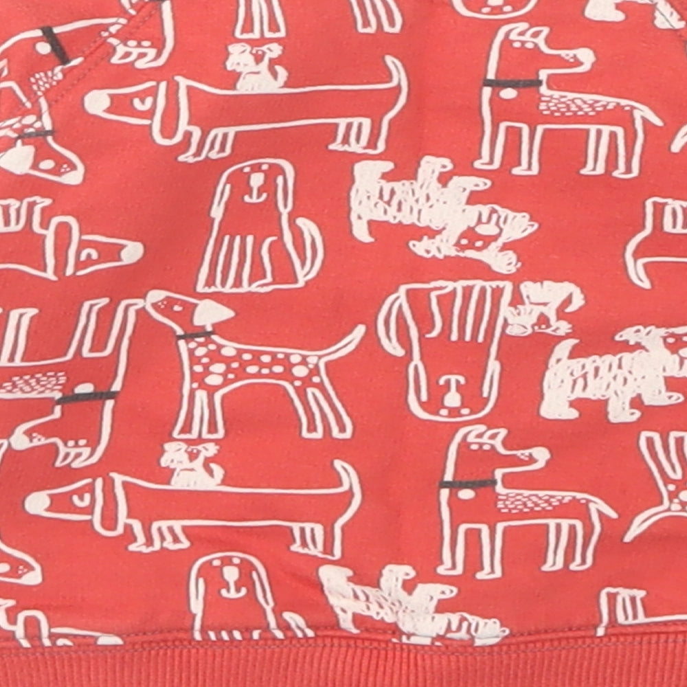 Nutmeg Boys Red Spotted Cotton Pullover Jumper Size 3-6 Months Snap - Dog Print