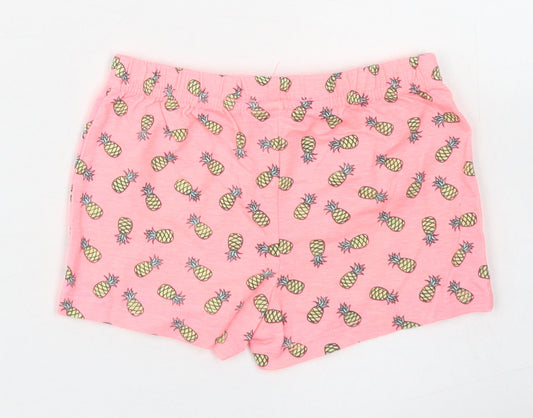 Primark Girls Pink Spotted Cotton Cropped Trousers Size 9-12 Months - Pineapple Print