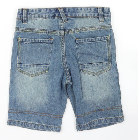 Urban Rascals Boys Blue Cotton Bermuda Shorts Size 6 Years Regular Snap