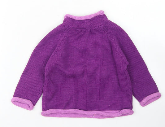 L.L. Bean Girls Purple Cotton Pullover Jumper Size 6-9 Months - Bear
