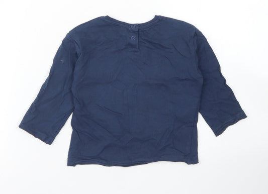 Mango Girls Blue Cotton Basic T-Shirt Size 12-18 Months Crew Neck Snap - Just be you