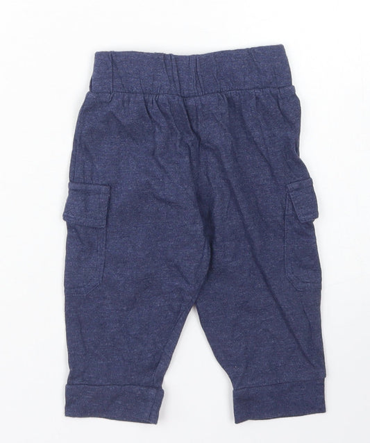 Hullabaloo Boys Blue Cotton Jogger Trousers Size 6-9 Months