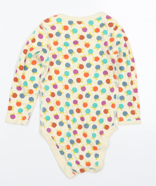 Marks and Spencer Girls Multicoloured Geometric Cotton Bodysuit One-Piece Size 2-3 Years Button - Fruit Prints