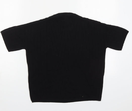 Bella Luxx Womens Black Crew Neck Viscose Pullover Jumper Size S