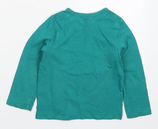Mini Club Boys Green Cotton Basic T-Shirt Size 2-3 Years Crew Neck Pullover - Rhino