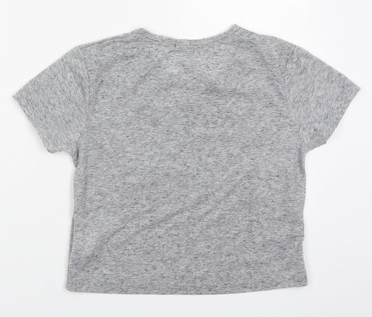 Jennyfre Womens Grey Polyester Cropped T-Shirt Size XS Crew Neck - New York VS Paris