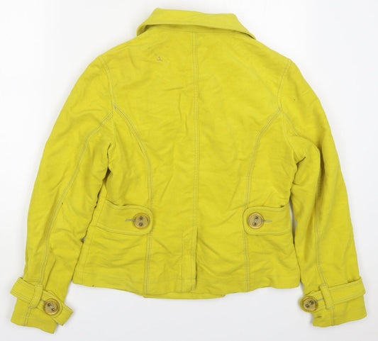 NEXT Womens Yellow Pea Coat Coat Size 12 Button