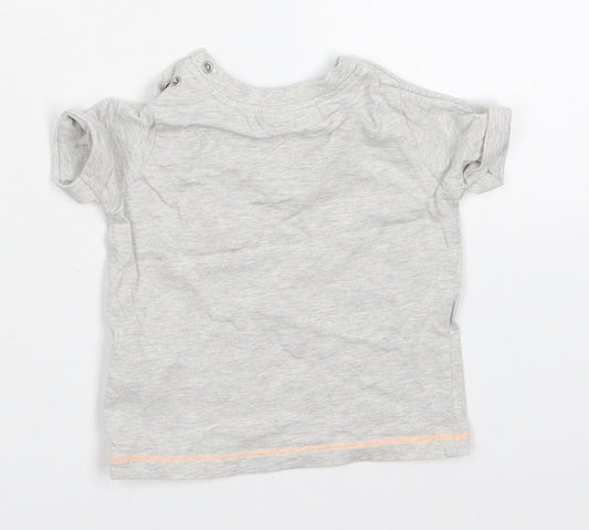 NEXT Boys Grey Cotton Basic T-Shirt Size 0-3 Months Crew Neck Pullover - Orange Pocket