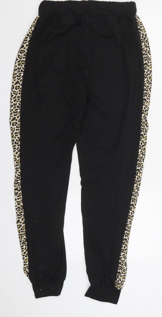 Preworn Womens Black Animal Print Cotton Trousers Size 26 in L28 in Regular - Pyjama Pants