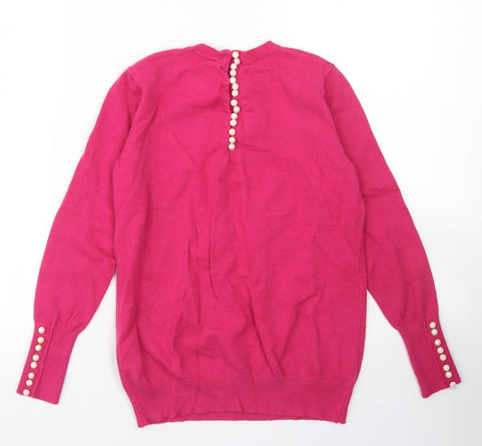 Savida Womens Pink Crew Neck Viscose Pullover Jumper Size XS