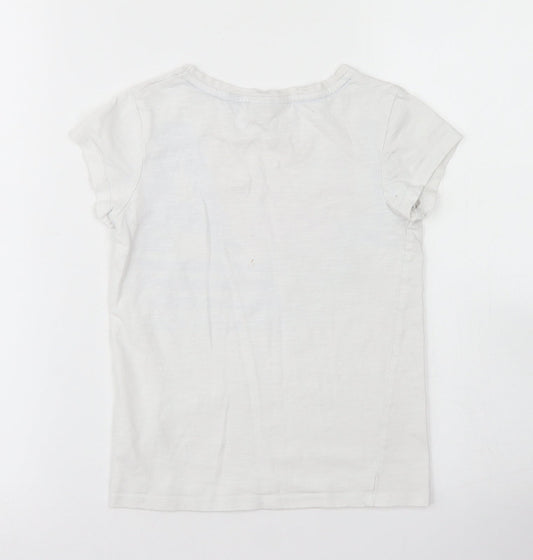 NEXT Girls White Cotton Basic T-Shirt Size 6 Years Crew Neck - LA