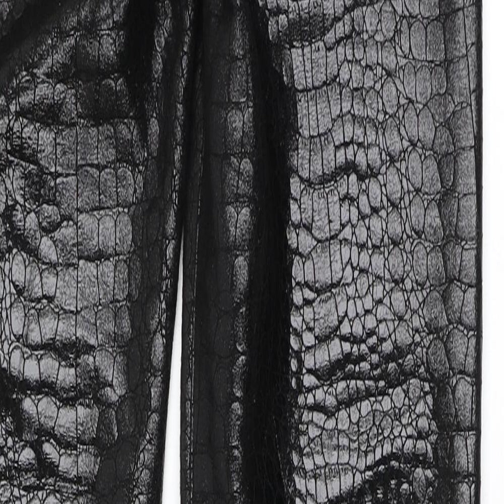 Motel Womens Black Animal Print Polyester Trousers Size XS L31 in Regular Button - Snake Print