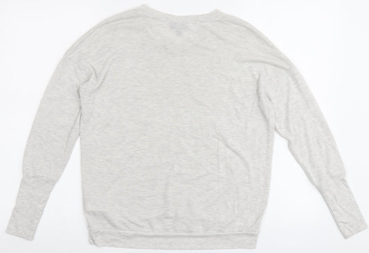 Topshop Womens Grey V-Neck Polyester Pullover Jumper Size 6