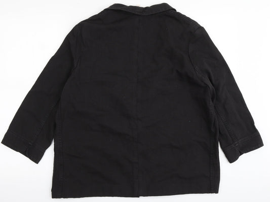 Per Ub=na Womens Black Cotton Jacket Blazer Size 12