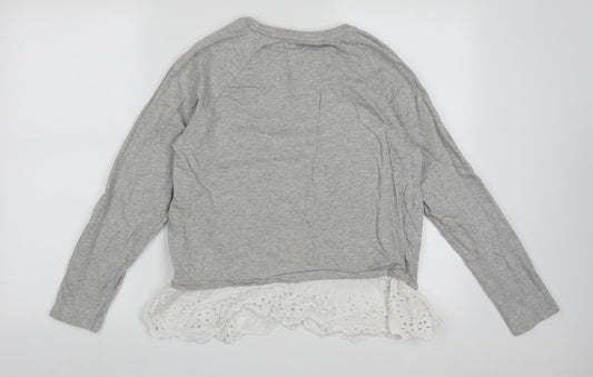 Only Womens Grey Cotton Pullover Sweatshirt Size S Pullover
