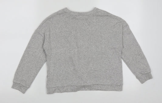 Marks and Spencer Girls Grey Crew Neck Viscose Pullover Jumper Size 10-11 Years Pullover - crop jumper