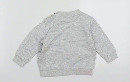 f&Fq Baby Grey Cotton Pullover Jumper Size 3-6 Months Buckle - mickey mouse