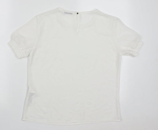 Pieces Womens White Polyester Basic T-Shirt Size M Crew Neck