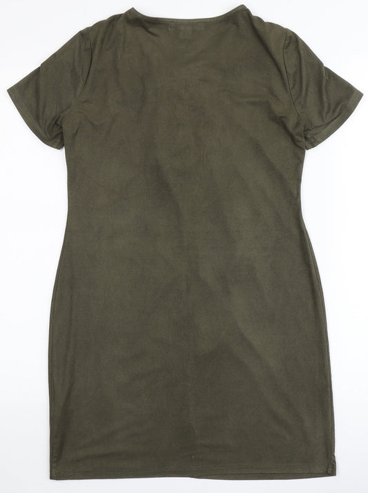 Atmosphere Womens Green Polyester A-Line Size 4 V-Neck