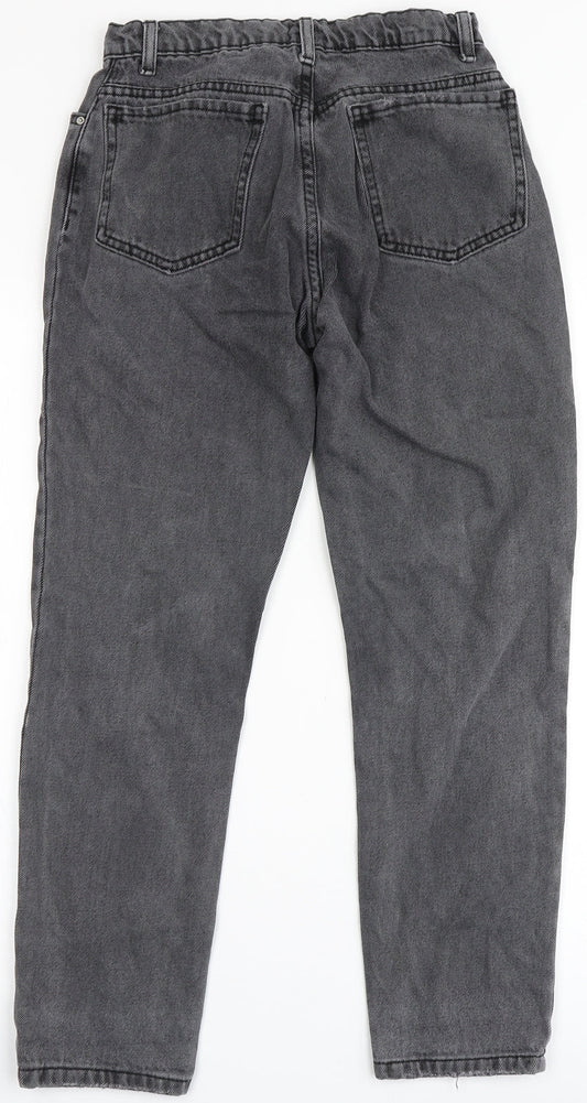 River Island Girls Black 100% Cotton Straight Jeans Size 11 Years Regular Zip - MOM FIT