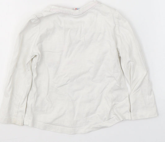 Mini Club Girls White Cotton Basic Casual Size 9-12 Months Round Neck - Flowers