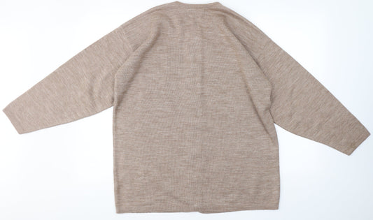Paramour Womens Beige Round Neck Polyester Cardigan Jumper One Size