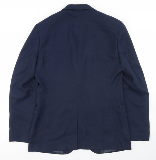 Preworn Mens Blue Polyester Jacket Blazer Size 36