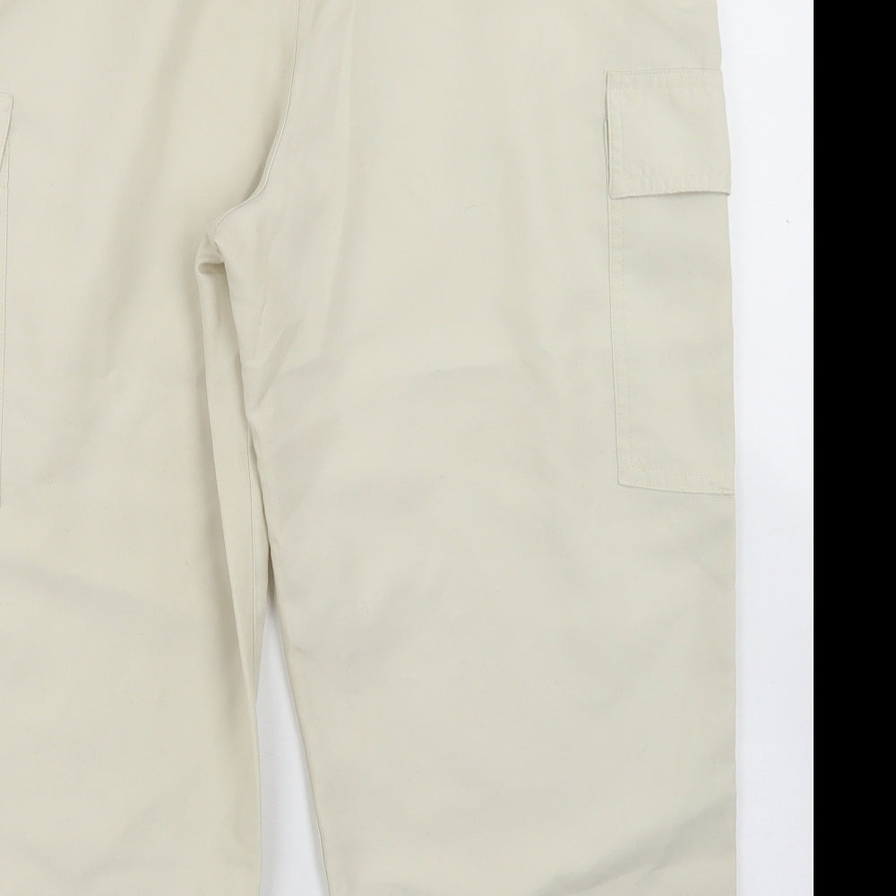 Nutshell Womens Beige Polyester Cargo Trousers Size M L21 in Regular Drawstring